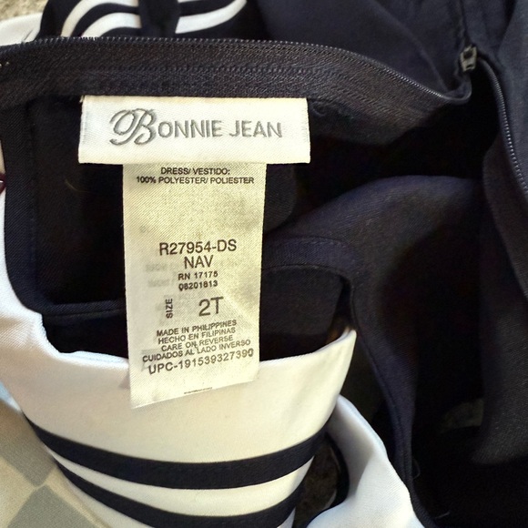 Bonnie Jean vintage y2k Navy and White Sailor Dress with Bow girls size 2t - Picture 2 of 3